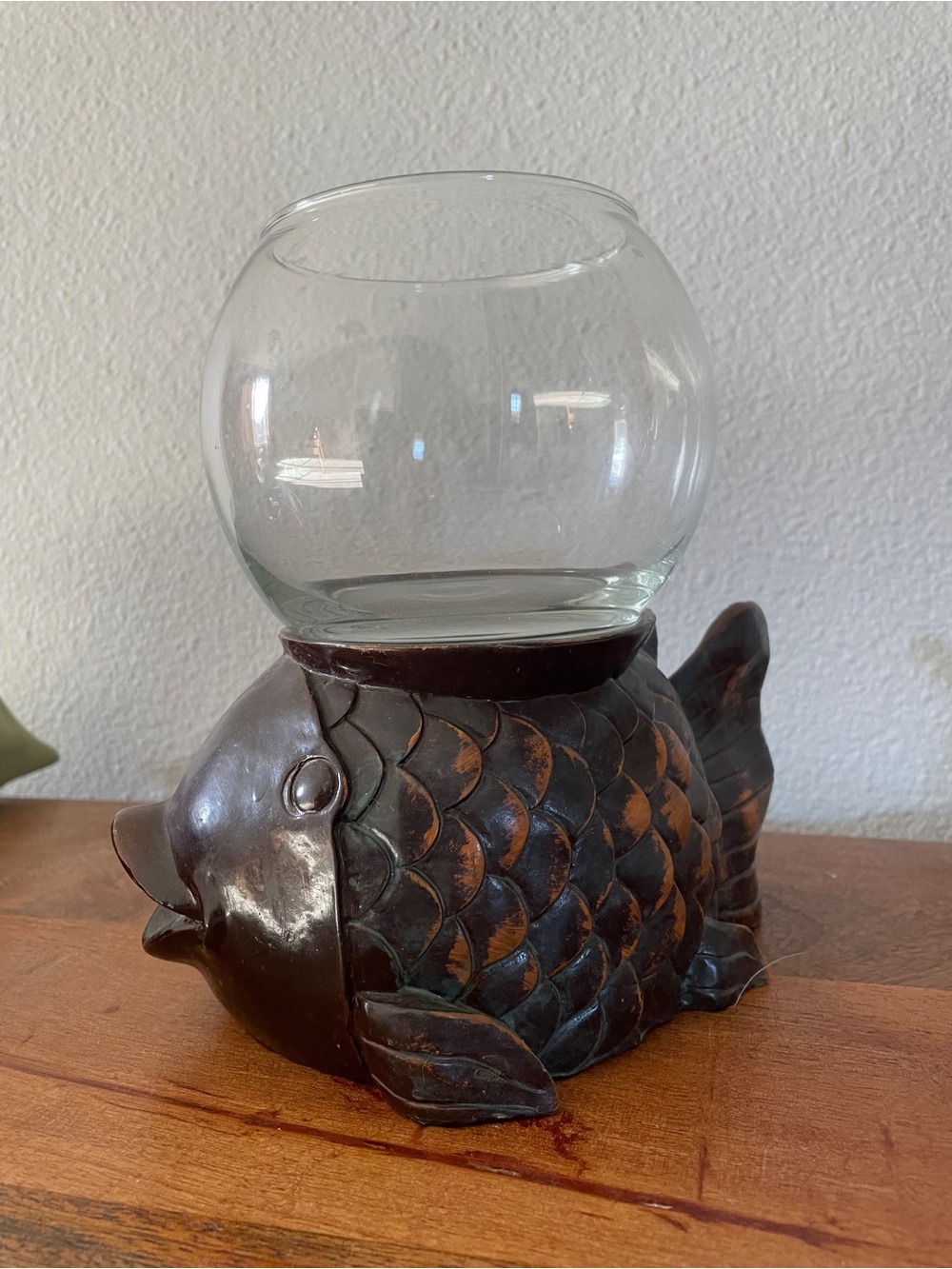 Vintage Japanese Koi Ornate Carved Fish Bowl Stand with Bowl - Picture 3 of 11